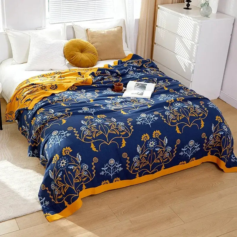 Botanical off-white decorbites cotton leisure blanket bedroom bedspread