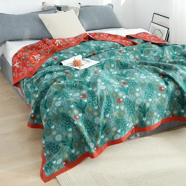 Botanical off-white decorbites cotton leisure blanket bedroom bedspread