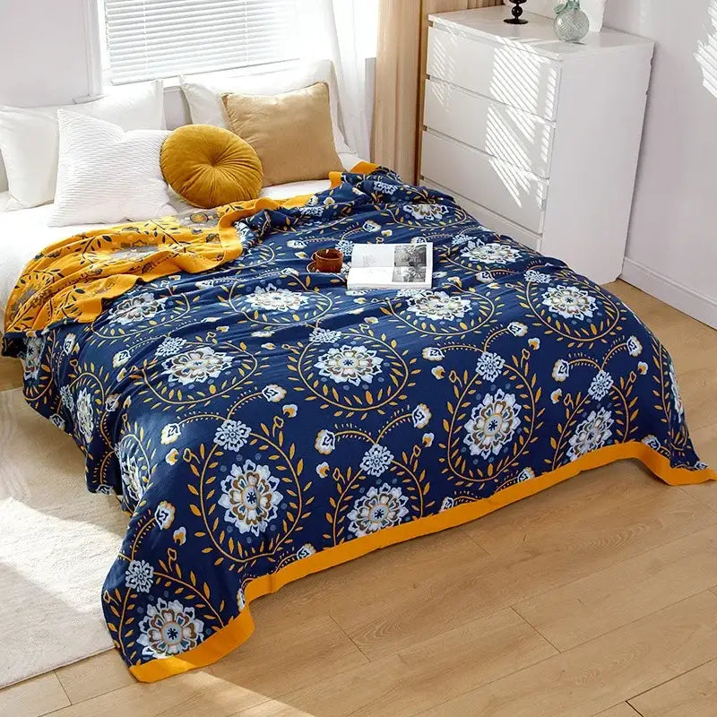 Botanical off-white decorbites cotton leisure blanket bedroom bedspread