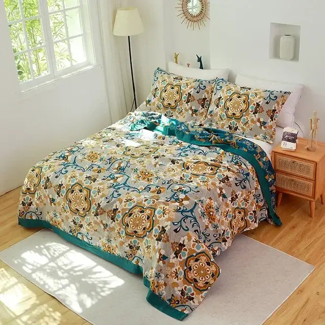 Botanical off-white decorbites cotton leisure blanket bedroom bedspread