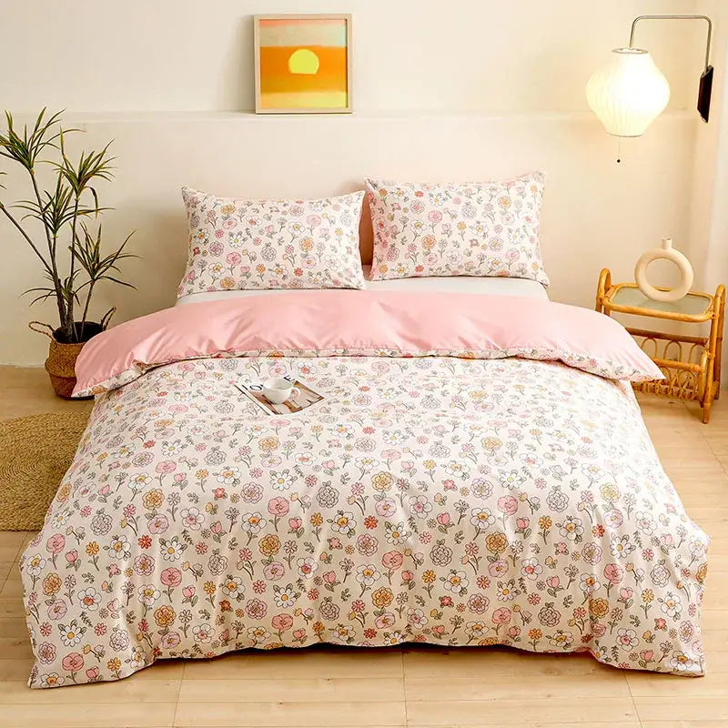 Botanical yellow & white floral duvet cover set bedroom bedding