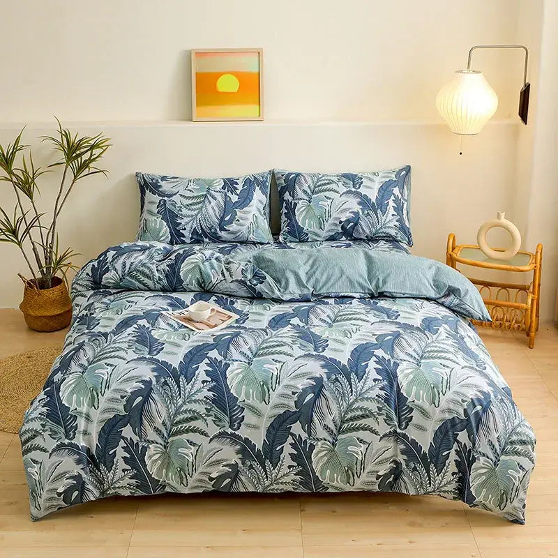 Botanical yellow & white floral duvet cover set bedroom bedding