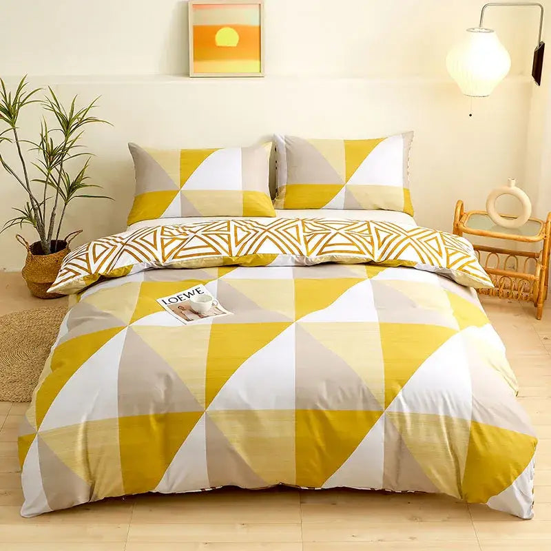 Botanical yellow & white floral duvet cover set bedroom bedding