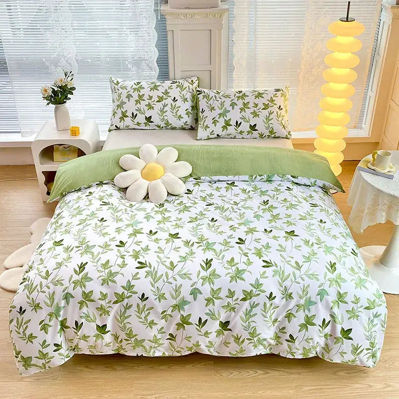 Botanical yellow & white floral duvet cover set bedroom bedding