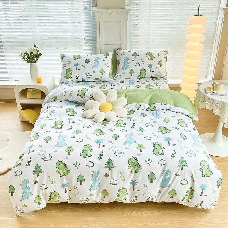 Botanical yellow & white floral duvet cover set bedroom bedding