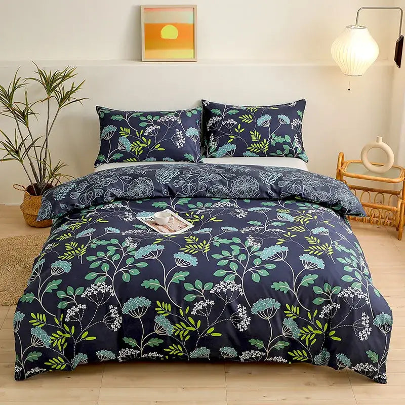Botanical yellow & white floral duvet cover set bedroom bedding