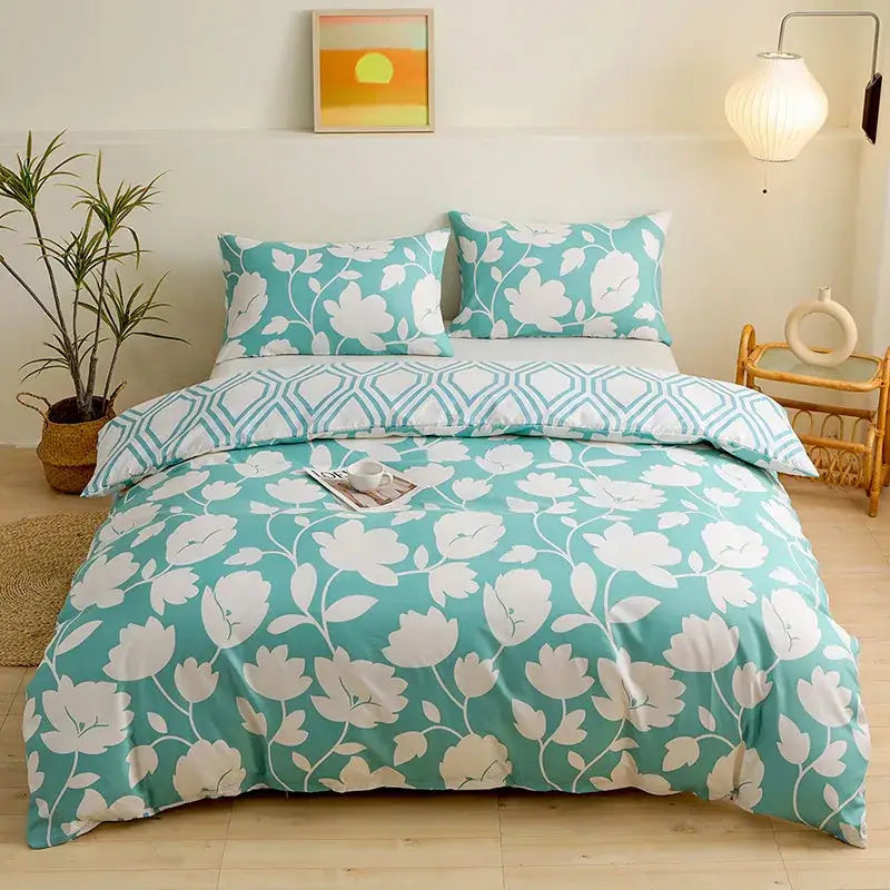 Botanical yellow & white floral duvet cover set bedroom bedding