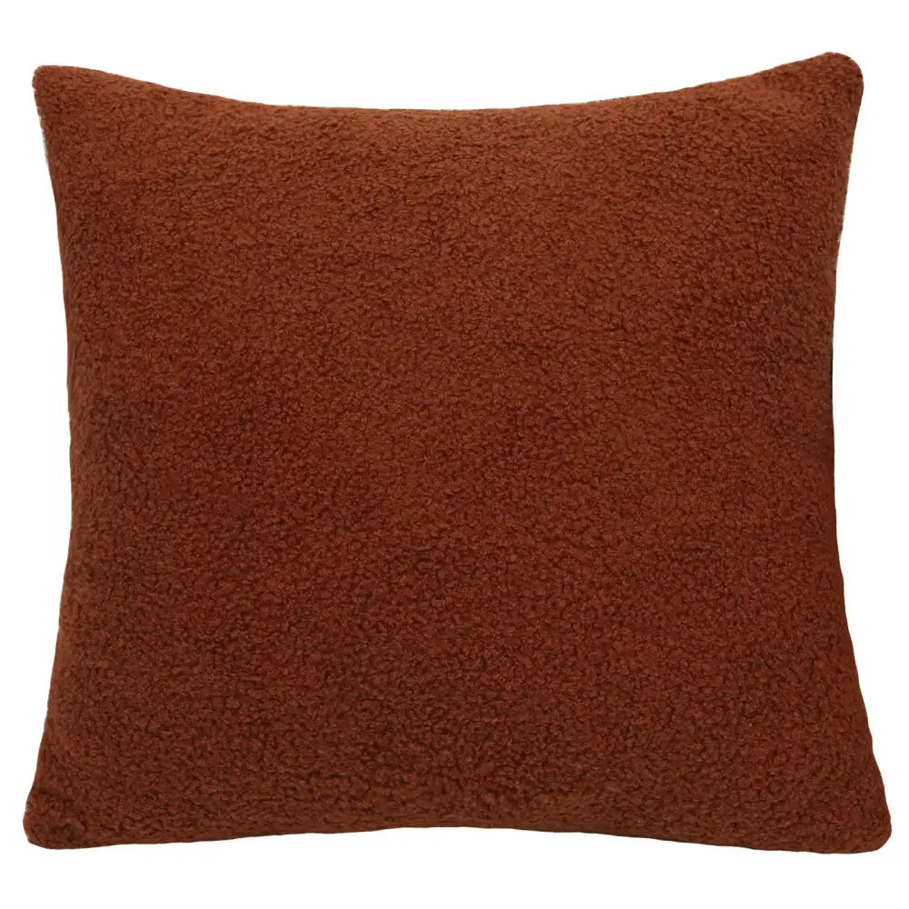 Boucle teddy rust slate and cream throw pillows living room set