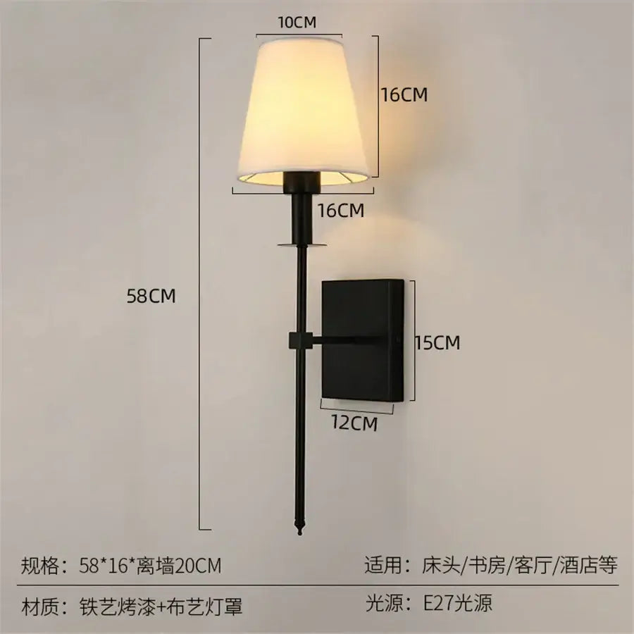 Brass and white cloth lampshade wall sconce pair for bathroom mirror