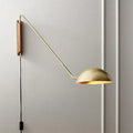 Brass and wood adjustable metal wood wall lamp bedroom reading light
