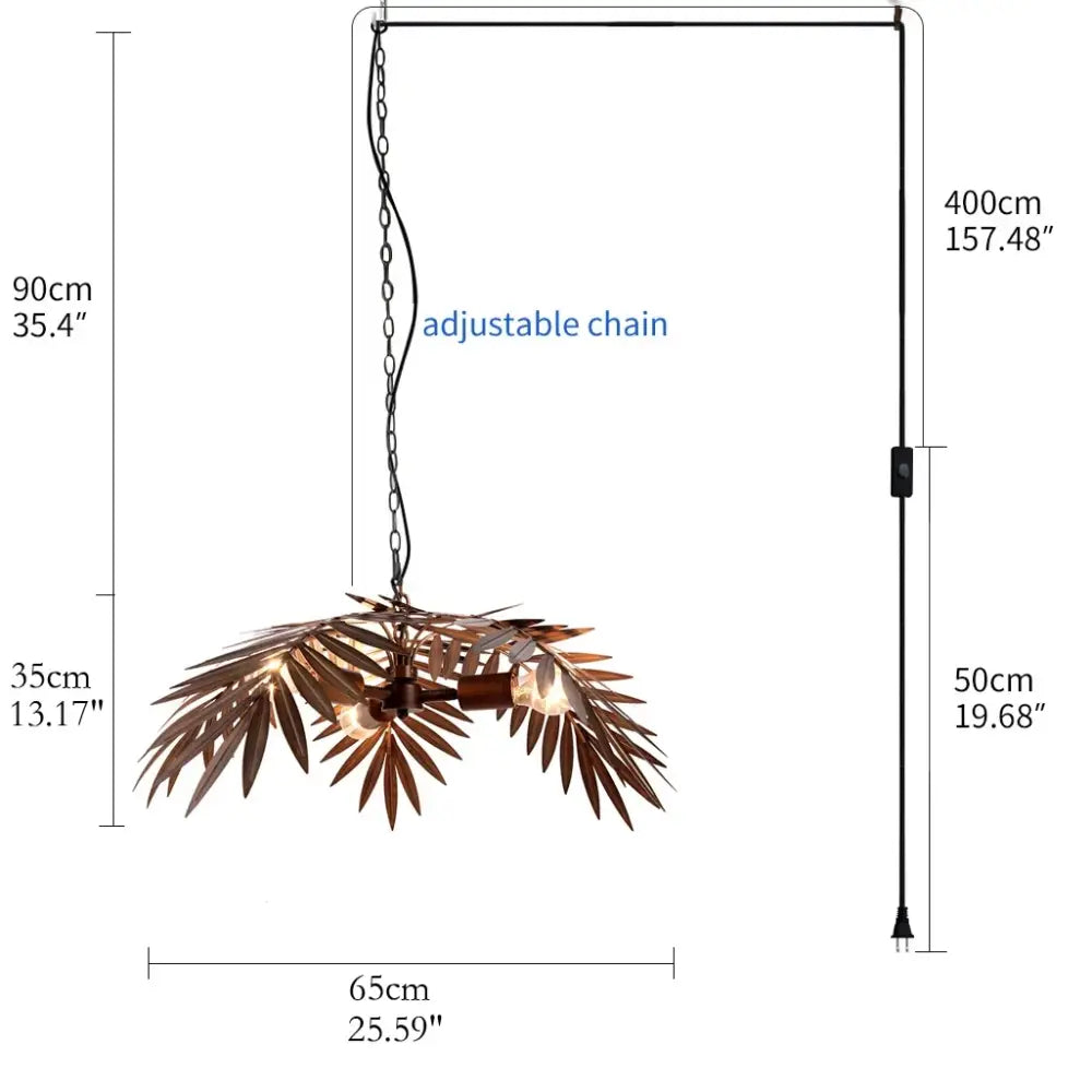 Brass boho coconut leaf chandelier dining room brass finish light