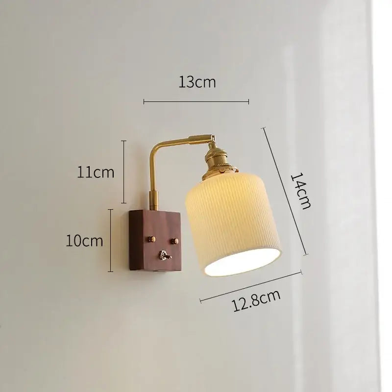 Brass ceramic ball led wall light with yellow globe for living room