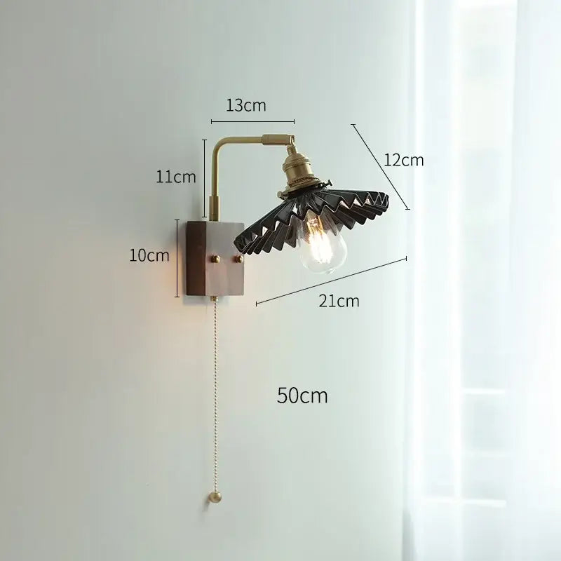 Brass ceramic ball led wall light with yellow globe for living room