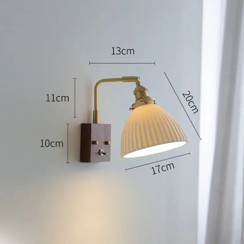 Brass ceramic ball led wall light with yellow globe for living room