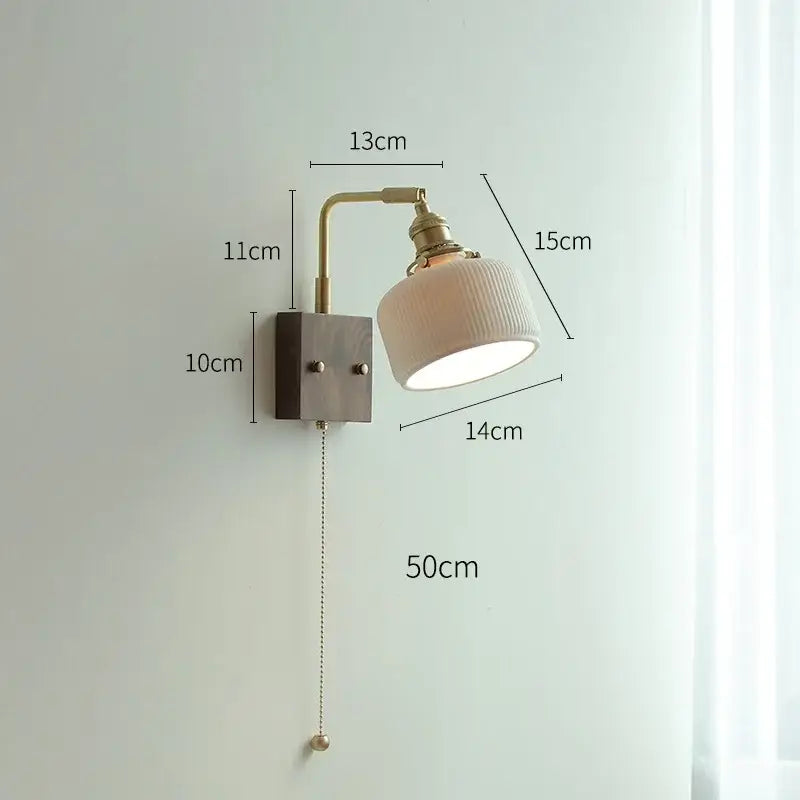 Brass ceramic ball led wall light with yellow globe for living room