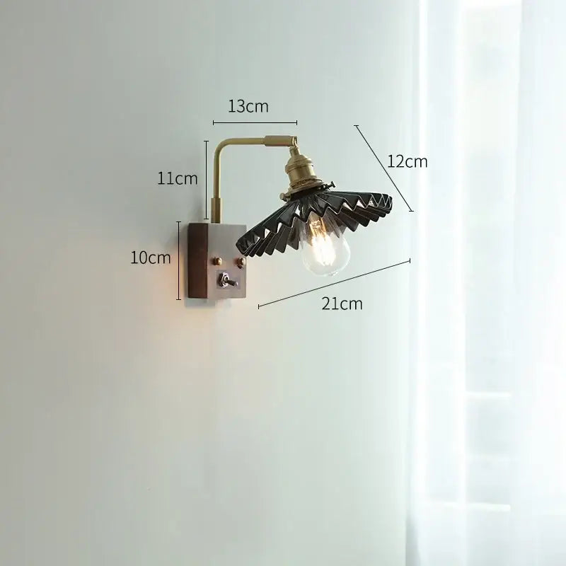 Brass ceramic ball led wall light with yellow globe for living room