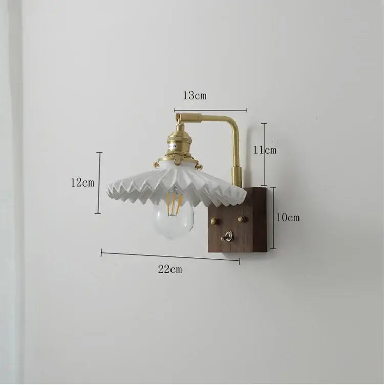 Brass ceramic ball led wall light with yellow globe for living room