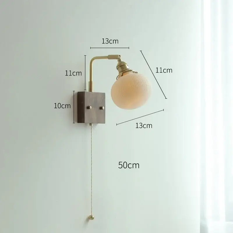 Brass ceramic ball led wall light with yellow globe for living room