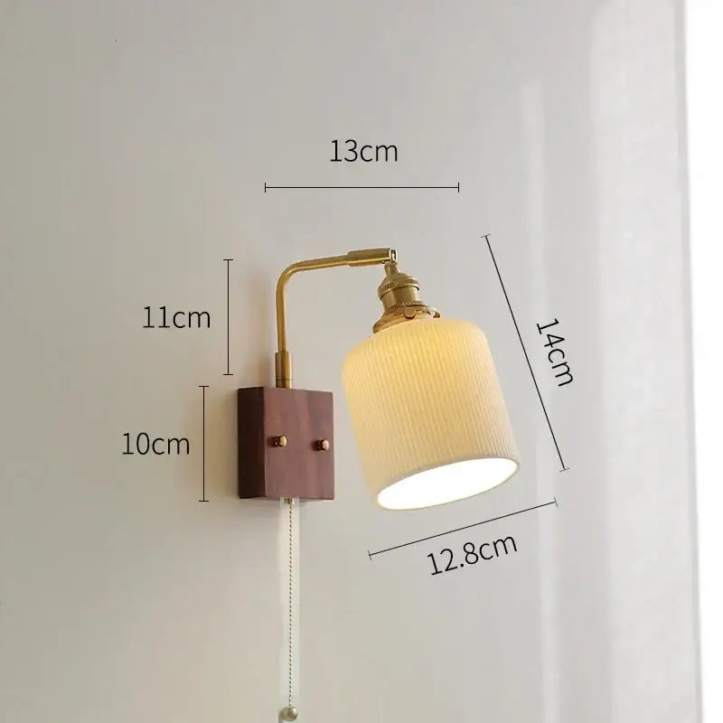 Brass ceramic ball led wall light with yellow globe for living room