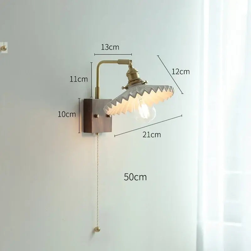 Brass ceramic ball led wall light with yellow globe for living room