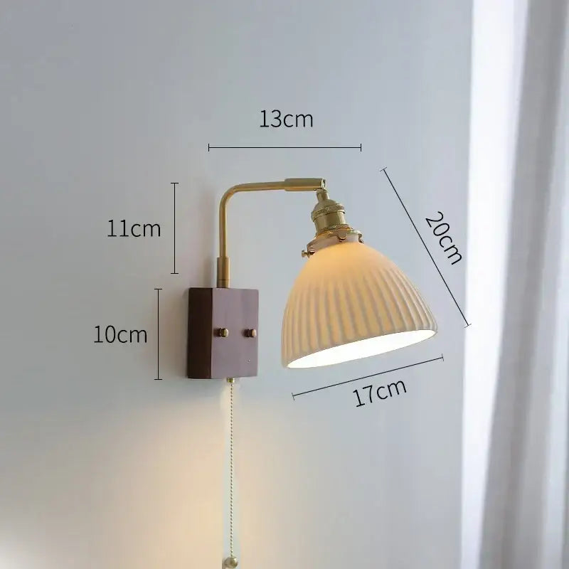 Brass ceramic ball led wall light with yellow globe for living room