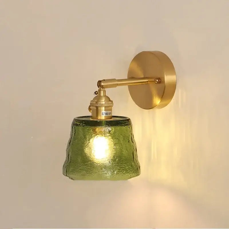 Brass clear glass led wall sconce with pull chain bedroom light