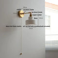 Brass brass clear glass wall lights bedroom reading lamp with pull chain