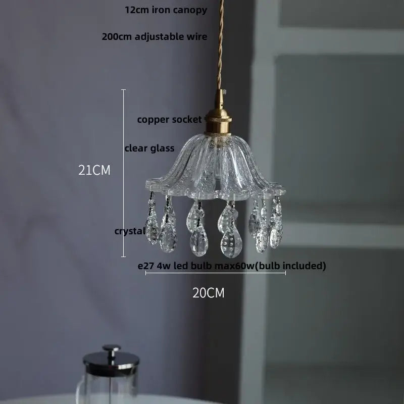 Brass crystal clear glass led pendant lights dining room decorbites