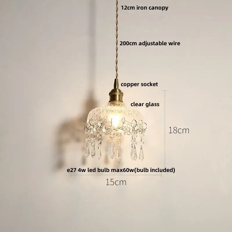 Brass crystal clear glass led pendant lights dining room decorbites