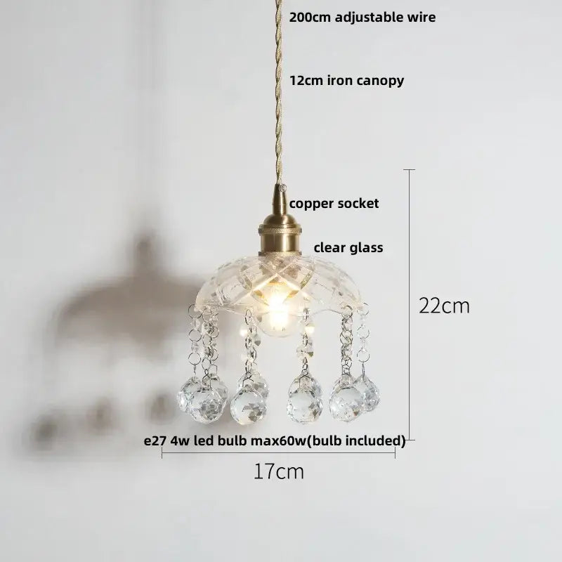 Brass crystal clear glass led pendant lights dining room decorbites