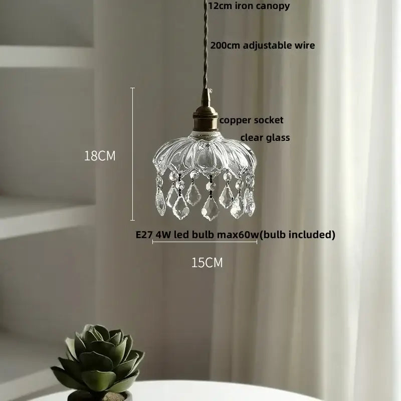 Brass crystal clear glass led pendant lights dining room decorbites