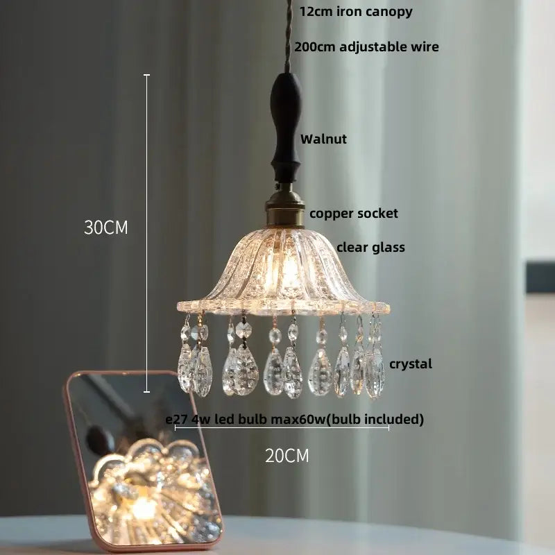 Brass crystal clear glass led pendant lights dining room decorbites