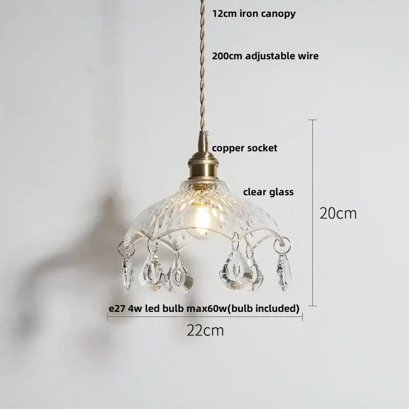 Brass crystal clear glass led pendant lights dining room decorbites