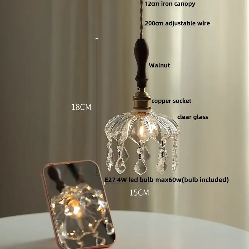 Brass crystal clear glass led pendant lights dining room decorbites