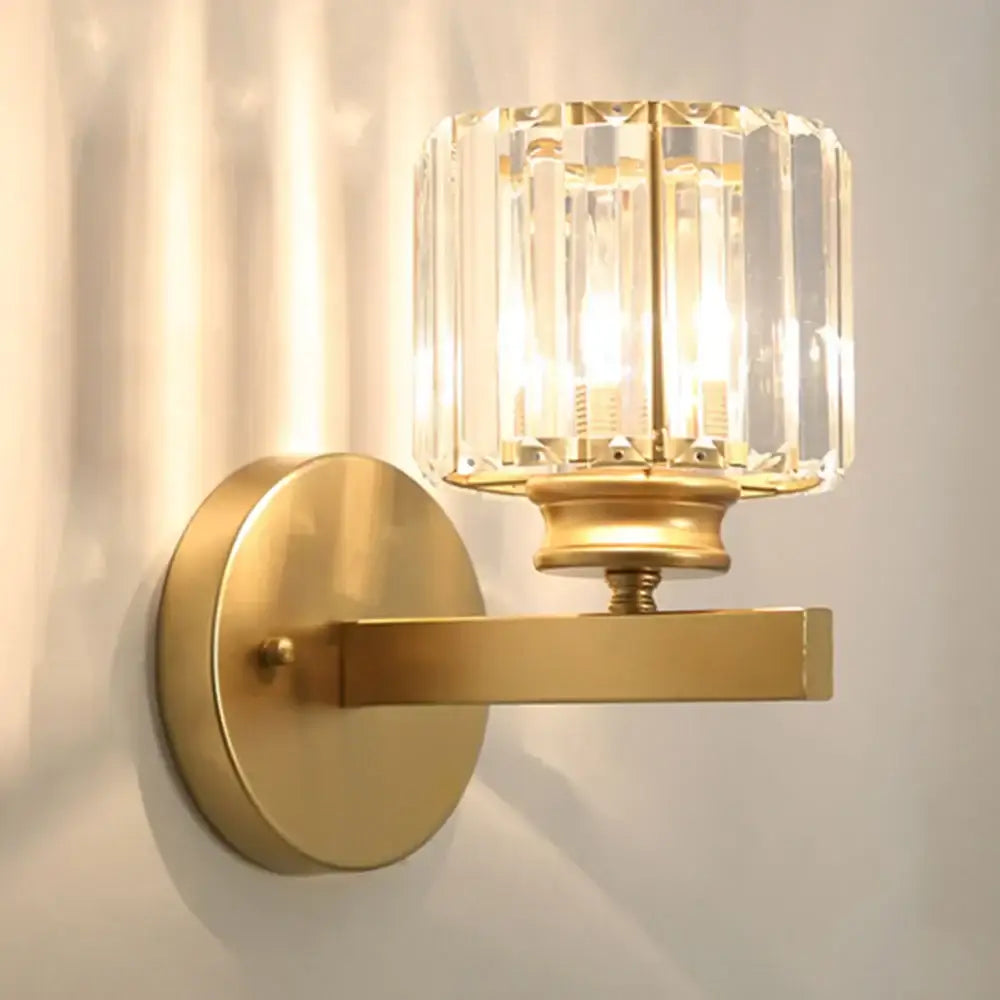 Brass brass crystal glass wall sconce bedroom lighting