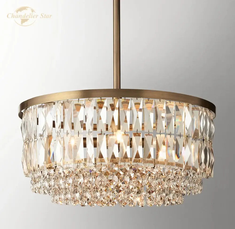 Brass decorbites crystal round pendant chandelier dining room