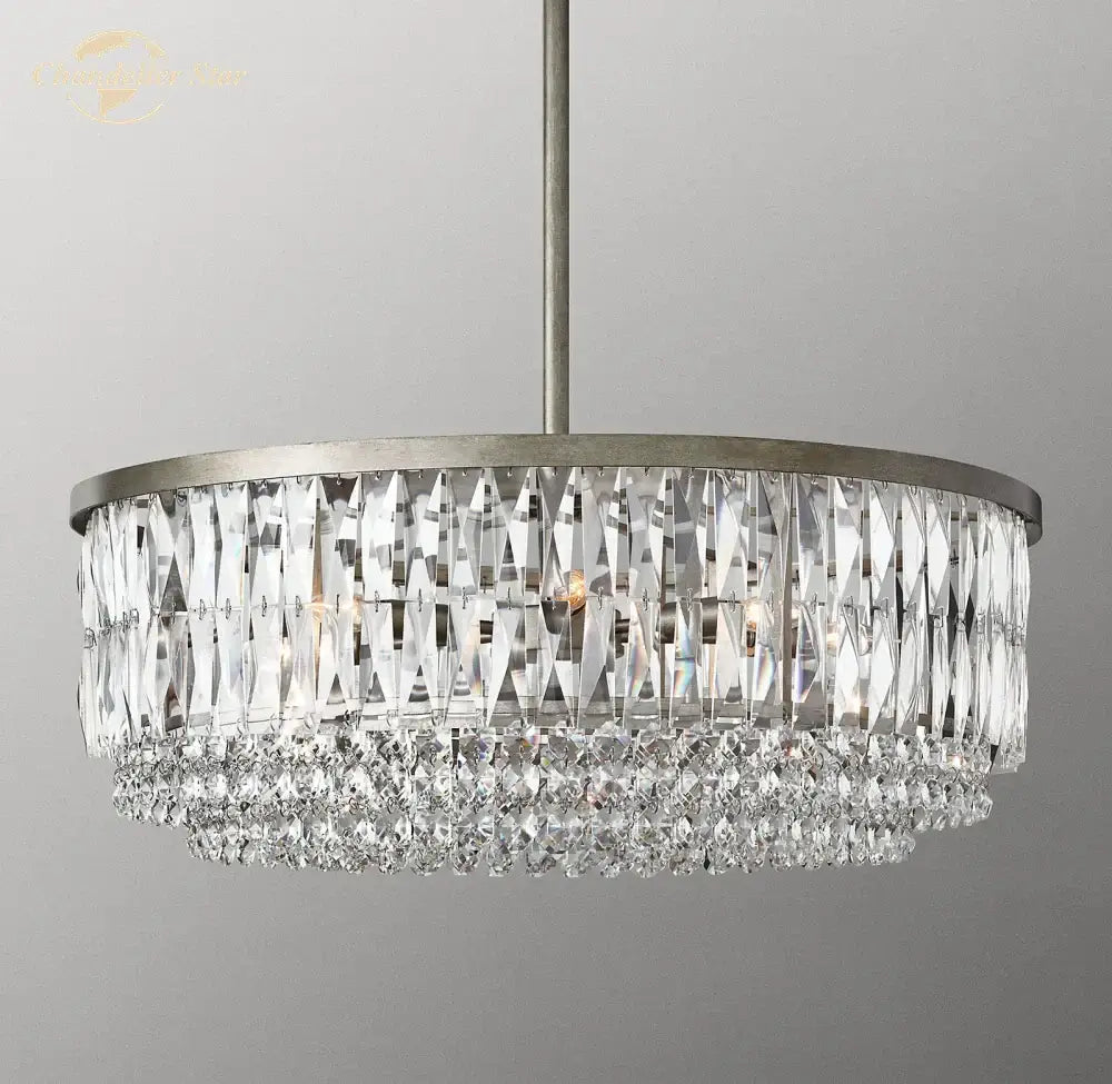 Brass decorbites crystal round pendant chandelier dining room