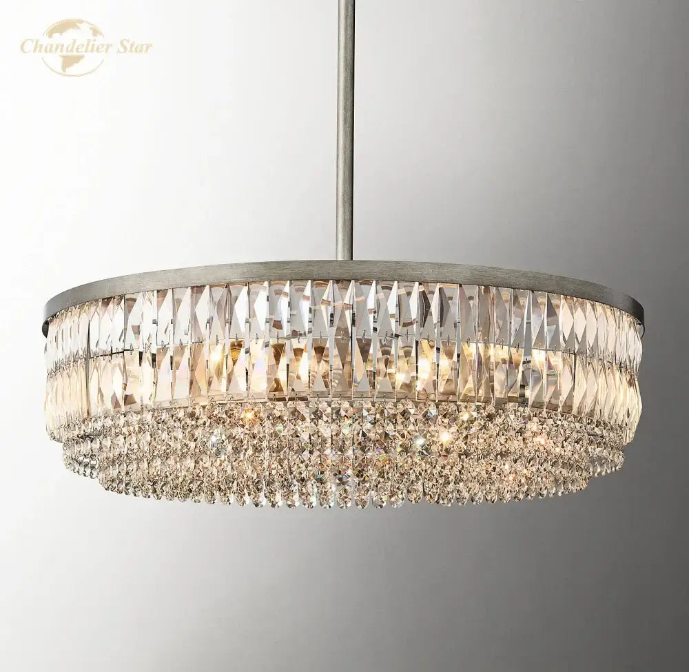 Brass decorbites crystal round pendant chandelier dining room