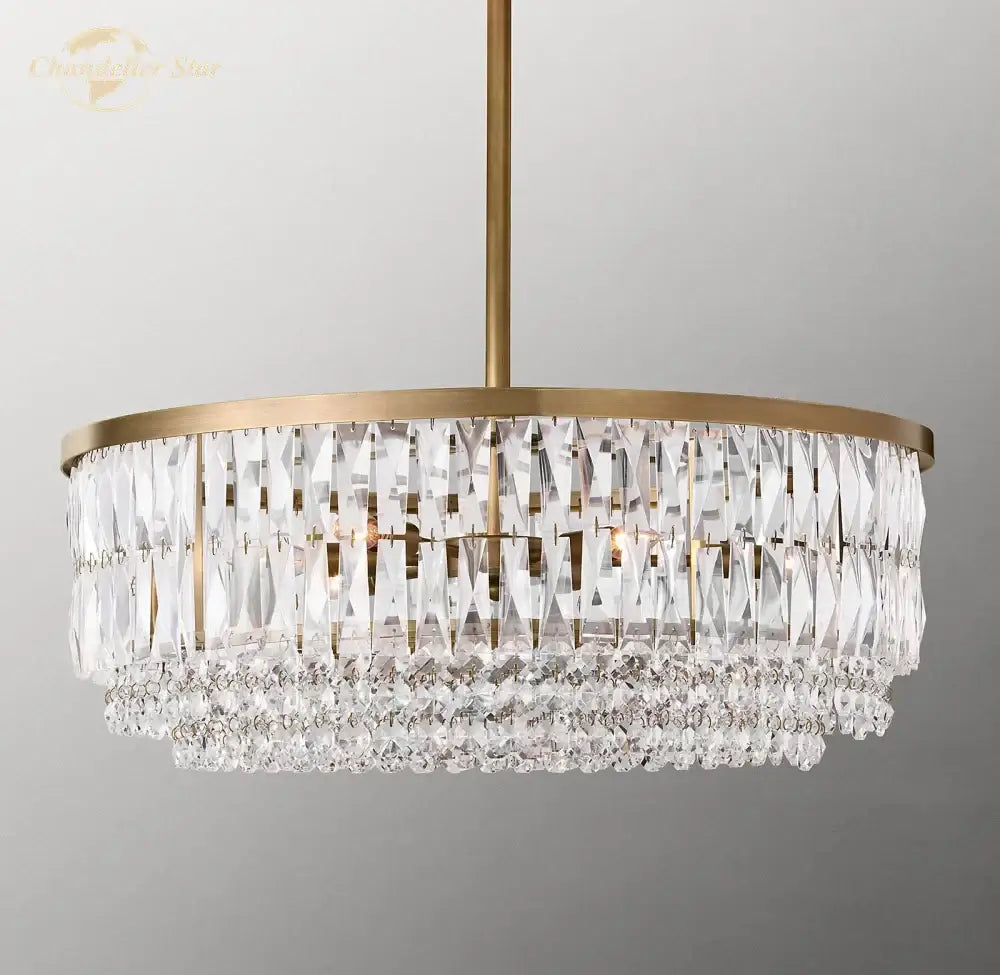 Brass decorbites crystal round pendant chandelier dining room