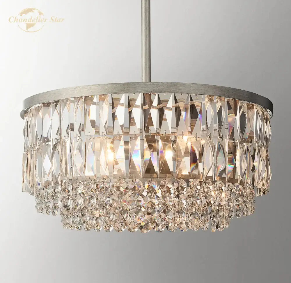Brass decorbites crystal round pendant chandelier dining room