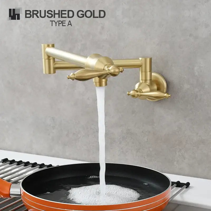 Brass double joint telescopic kitchen faucet with two spray modes