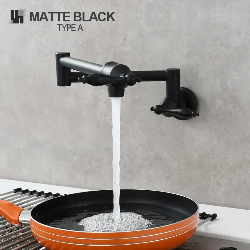 Brass double joint telescopic kitchen faucet with two spray modes