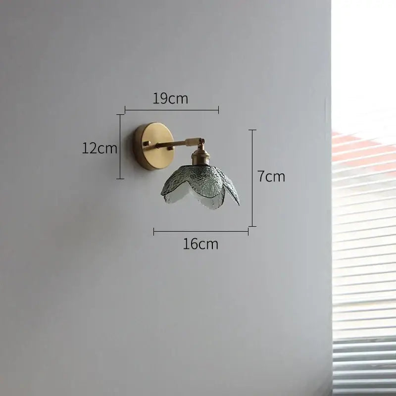 Brass flower gray glass led bathroom wall lamp