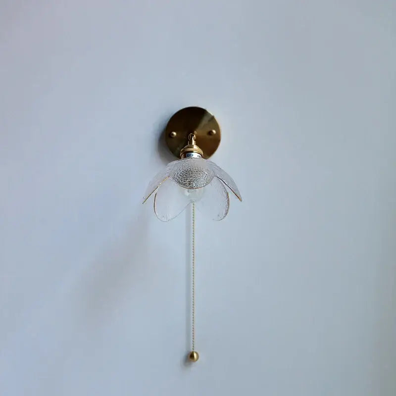 Brass flower gray glass led bathroom wall lamp