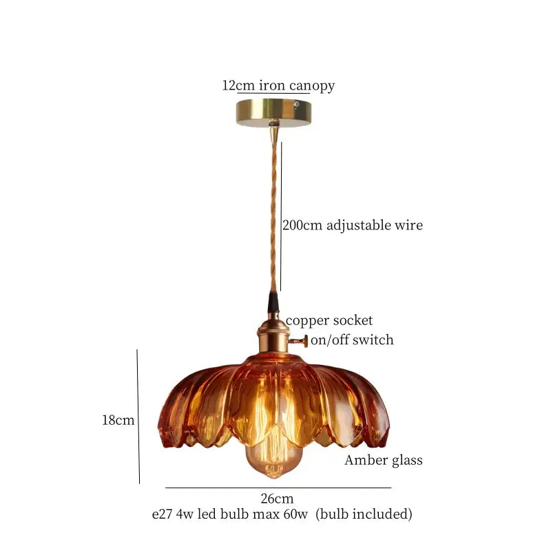 Brass glass lotus leaf pendant lamp dining room set