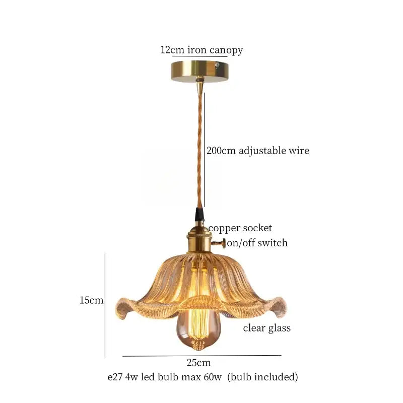 Brass glass lotus leaf pendant lamp dining room set