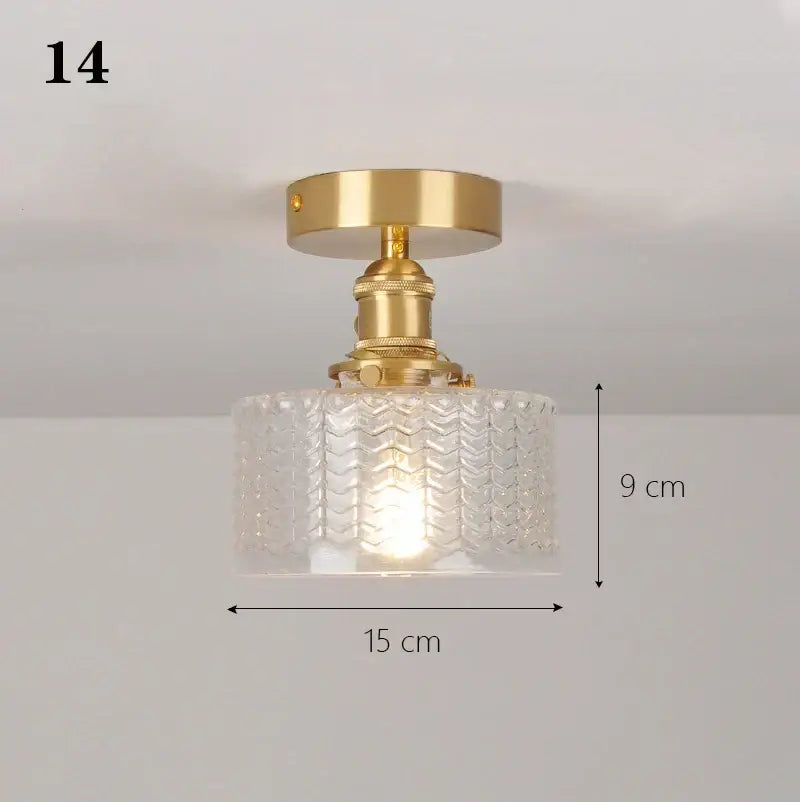 Brass glass shade pendant ceiling lamp for kitchen lights
