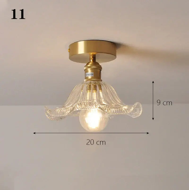 Brass glass shade pendant ceiling lamp for kitchen lights