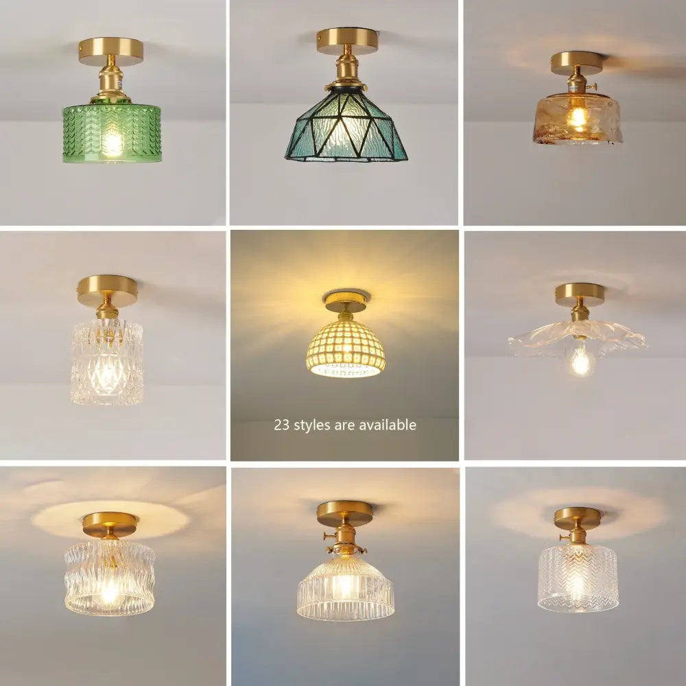 Brass glass shade pendant ceiling lamp for kitchen lights