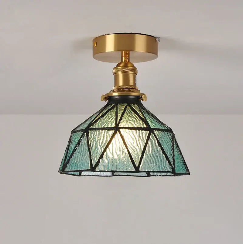Brass glass shade pendant ceiling lamp for kitchen lights